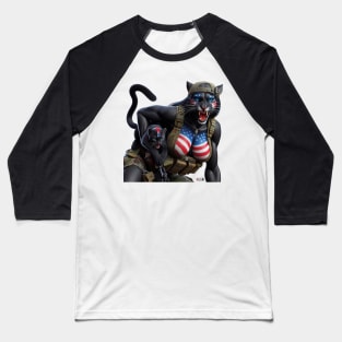 Woman Warrior Panther with Cub by focusln Baseball T-Shirt